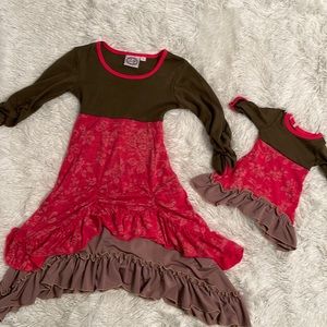 Lilli Lovebird dress with matching 18in doll dress